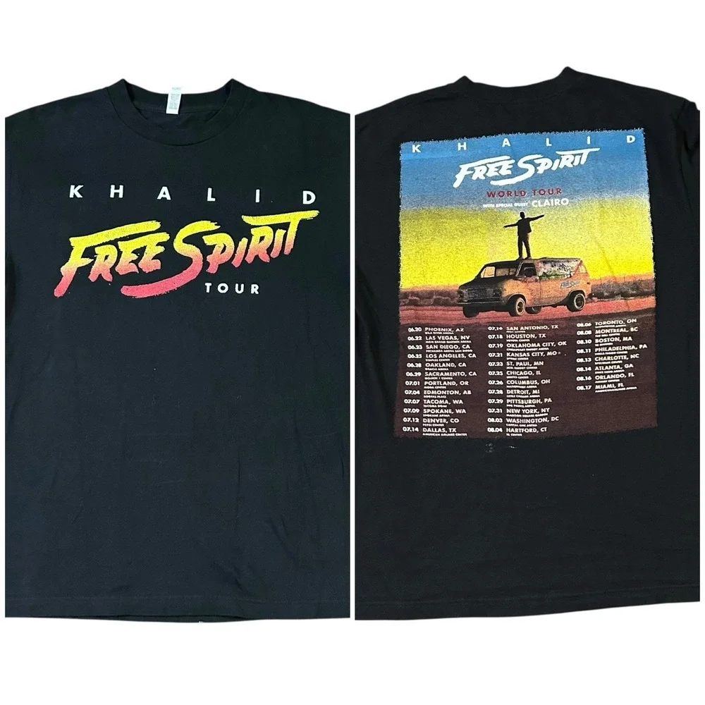 Khalid Free‎ Spirit Tour T-Shirt Adult Size M Black Short Sleeve 2019